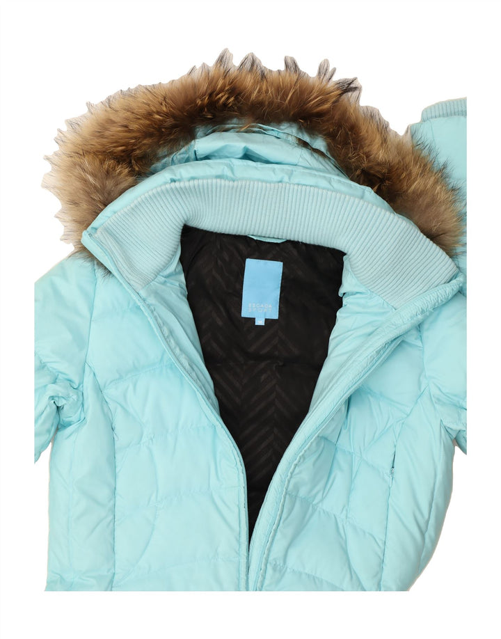 ESCADA Womens Hooded Padded Coat EU 36 Small Blue Polyester Winter Vintage Escada and Second-Hand Escada from Messina Hembry 