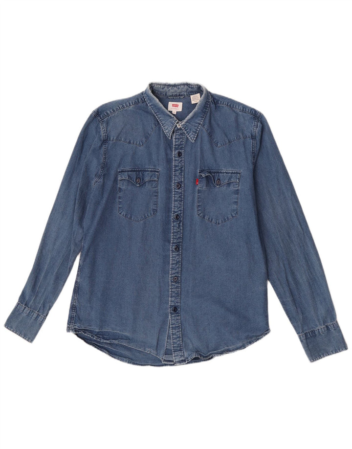 Мужская джинсовая рубашка Levi's XL, синяя, хлопок