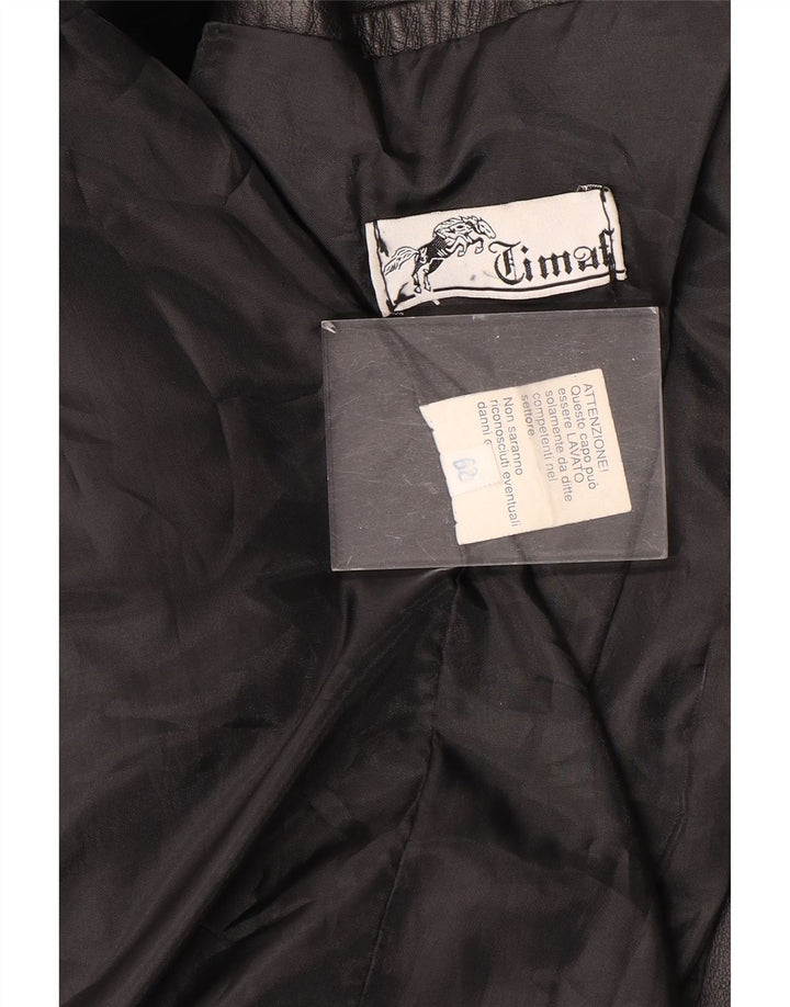 Винтажное мужское кожаное пальто, размер 62, 4XL, черное кожаное