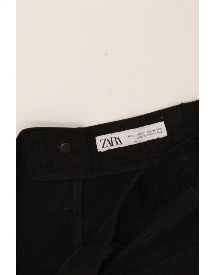 ZARA Mens Slim Chino Trousers Large W34 L29 Black Check Vintage Zara and Second-Hand Zara from Messina Hembry 