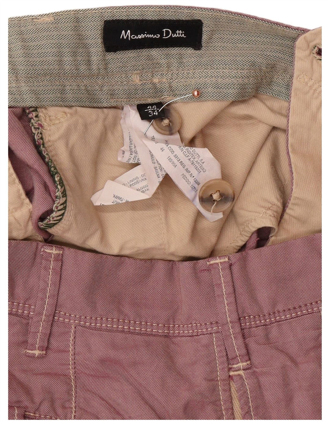 Брюки-чиносы мужские MASSIMO DUTTI EU 44, большие W34 L31, розовые классические