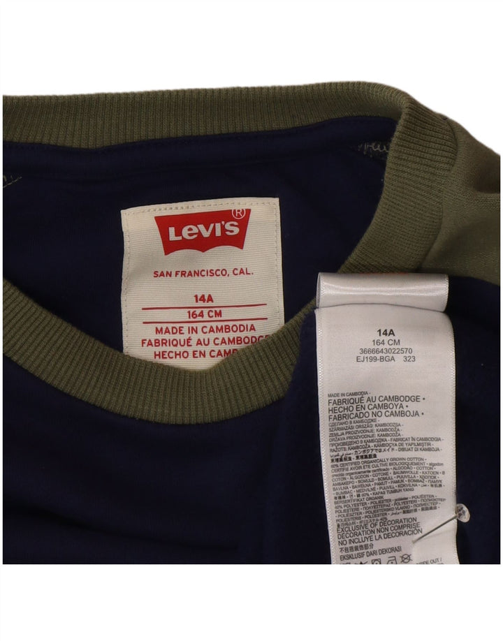 Свитшот Levi's для мальчиков 13-14 лет, темно-синий, хлопок с цветными блоками