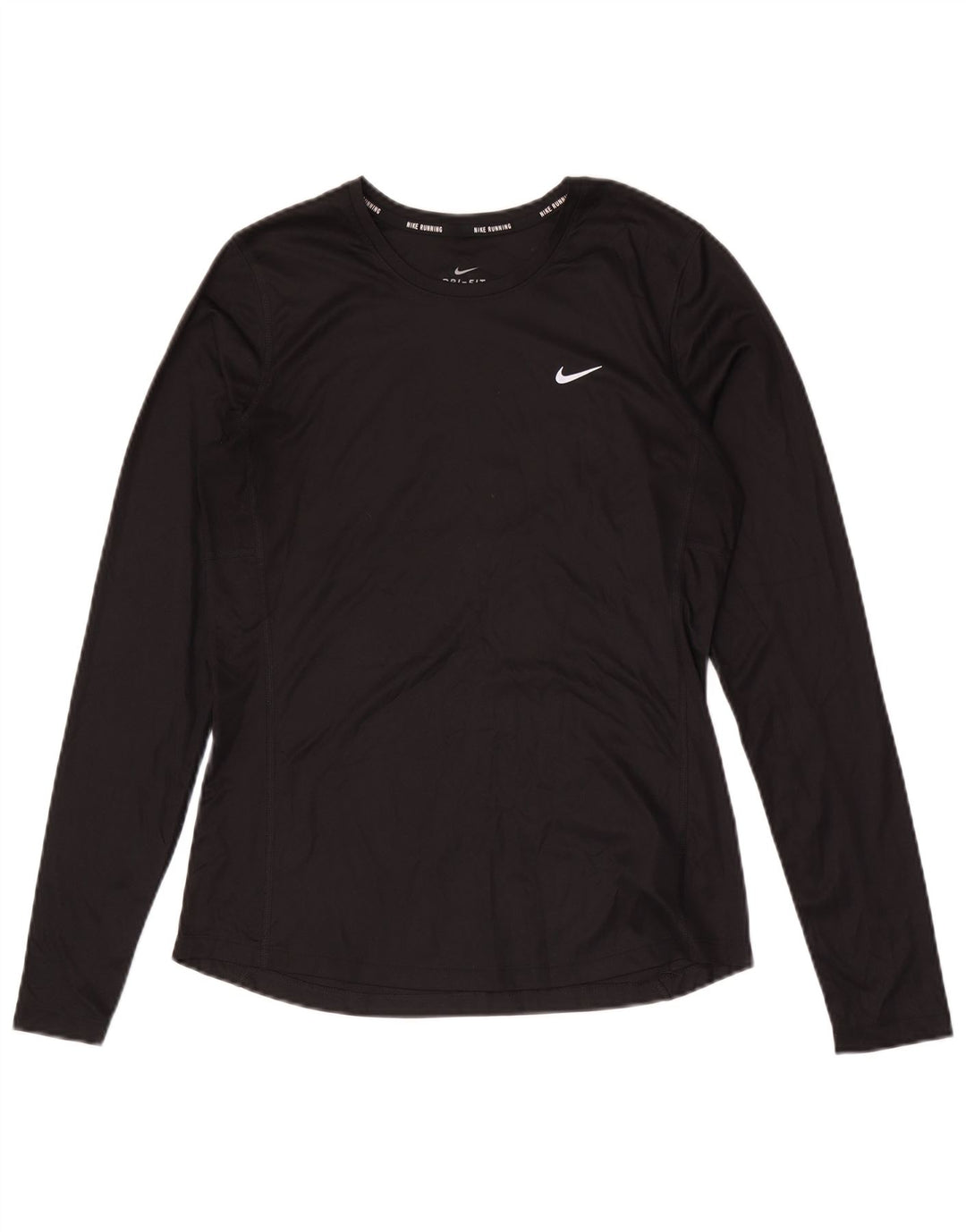 Женский топ NIKE Dri Fit с длинным рукавом UK 12, средний черный полиэстер