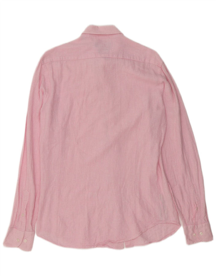 Мужская рубашка Massimo Dutti, маленькая розовая клетка, хлопок
