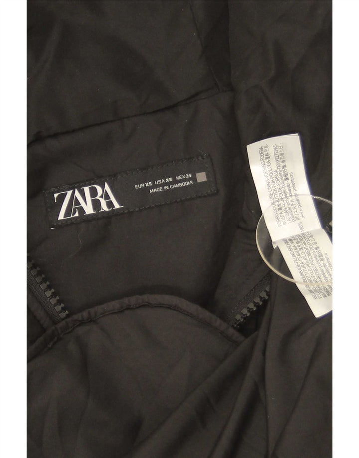 Женская стеганая куртка оверсайз с капюшоном Zara UK 6 XS, черный полиэстер