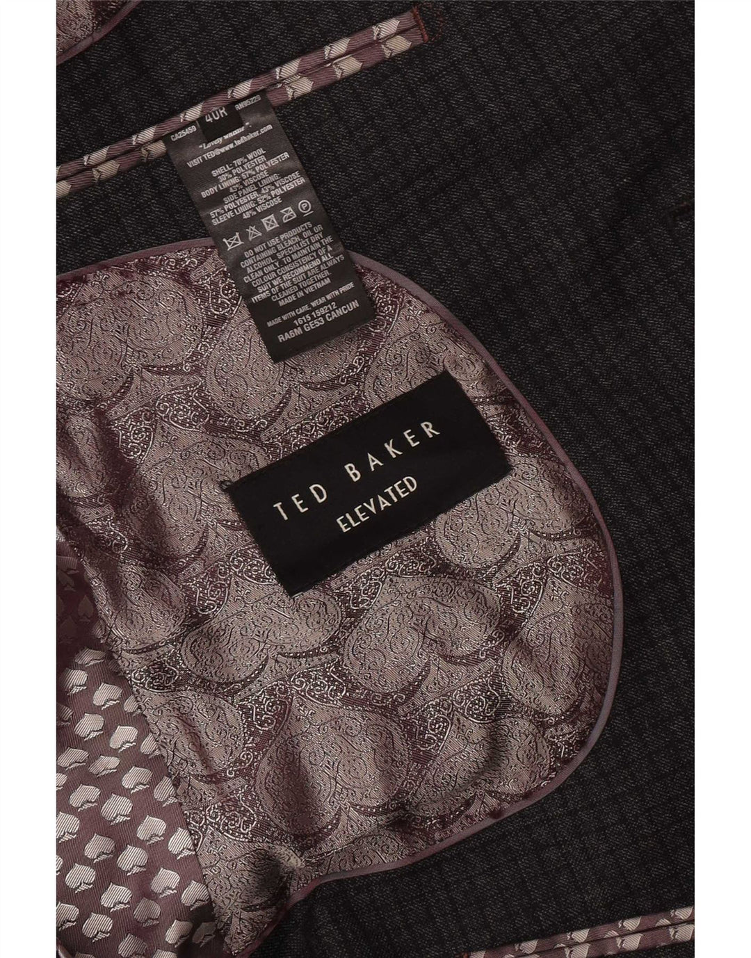 Мужской пиджак стандартного кроя с двумя пуговицами Ted Baker UK 40, большая серая клетка