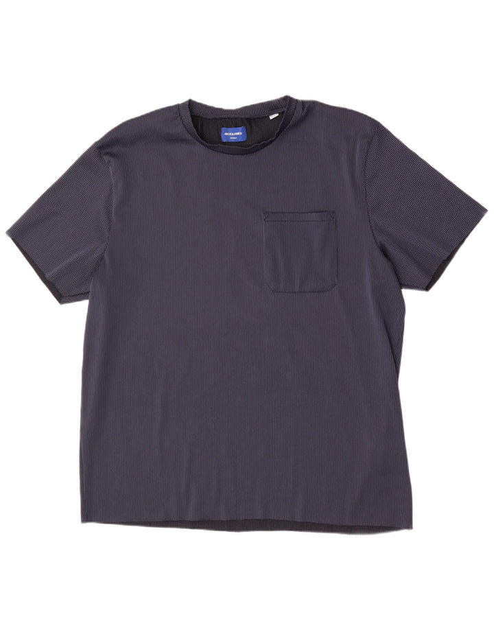Мужская футболка Jack & Jones Top 2XL из полиэстера темно-синего цвета в полоску
