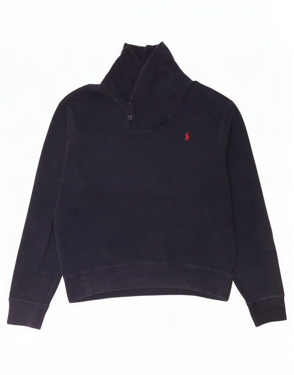 Мужской джемпер с воротником с отложным воротником Polo Ralph Lauren, большой темно-синий хлопковый свитер
