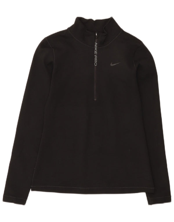 Мужской пуловер с воротником на молнии Nike Dri Fit, маленький черный полиэстер