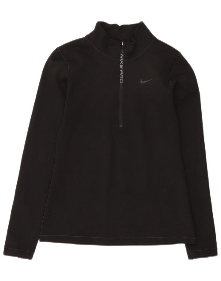 Мужской пуловер с воротником на молнии Nike Dri Fit, маленький черный полиэстер