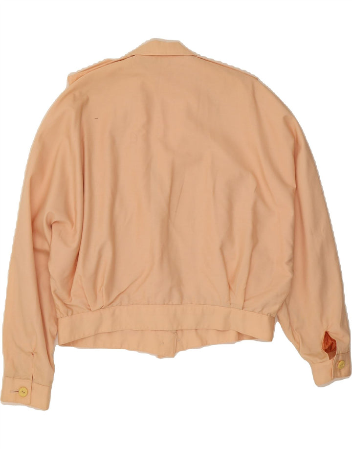 VINTAGE Womens 3/4 Sleeve Bomber Jacket IT 46 Large Beige Cotton Vintage Vintage and Second-Hand Vintage from Messina Hembry 