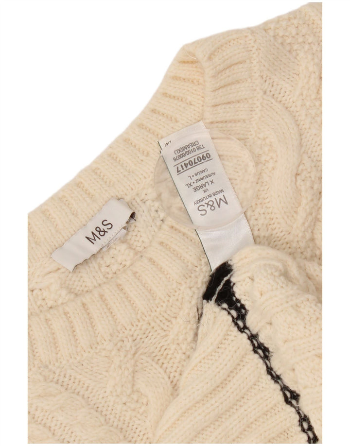 Женский свободный джемпер с круглым вырезом Marks & Spencer, Великобритания 18 XL, белый
