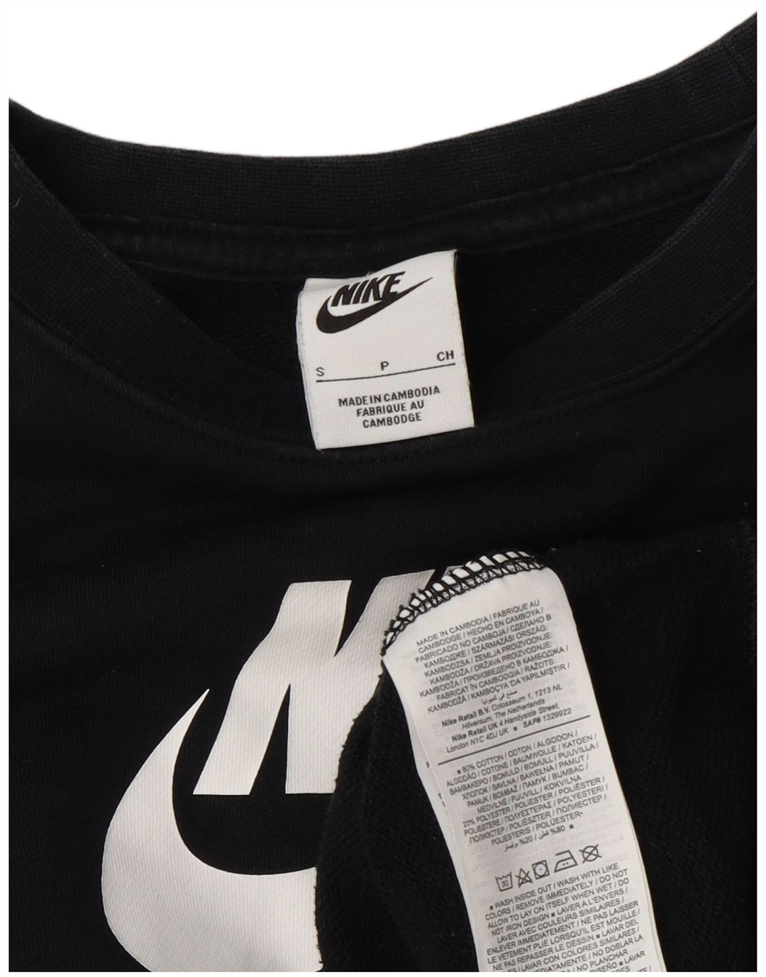 Женский джемпер большого размера с рисунком Nike UK 10, маленький черный хлопковый
