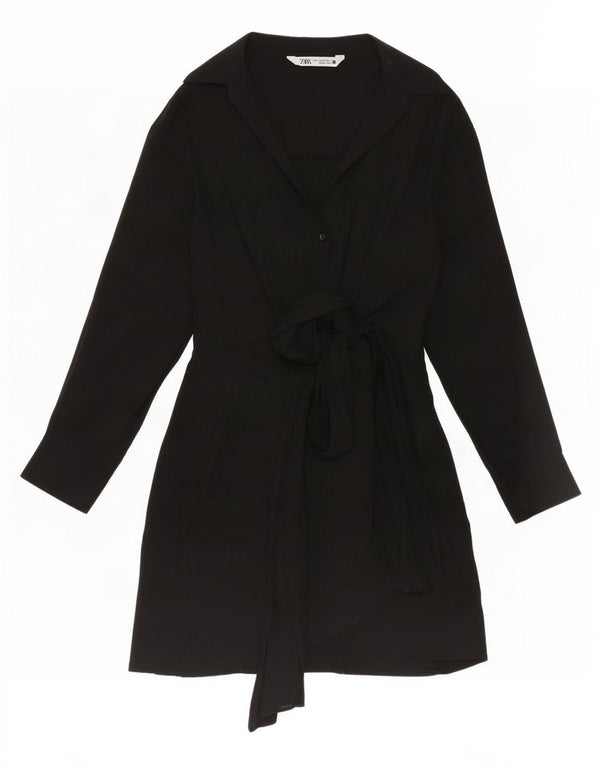 Женское многоярусное платье свободного кроя Zara UK 6 XS, черное из вискозы