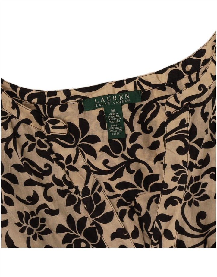 Женская удлиненная блузка RALPH LAUREN, топ UK 14, средний бежевый цветочный хлопок