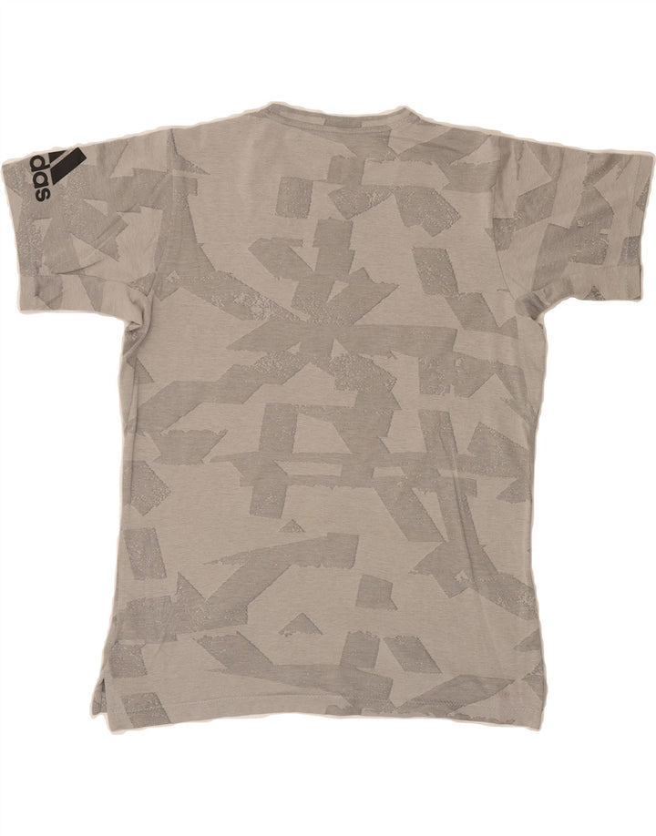 ADIDAS Mens Climalite Graphic T-Shirt Top Medium Grey Geometric Cotton Vintage Adidas and Second-Hand Adidas from Messina Hembry 