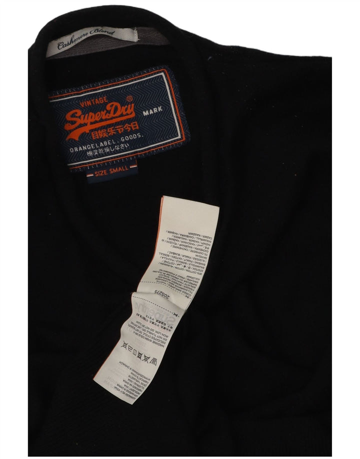 Мужской джемпер с круглым вырезом Superdry, маленький черный хлопковый свитер