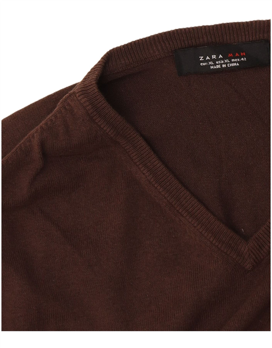 Мужской джемпер с v-образным вырезом Zara XL, коричневый