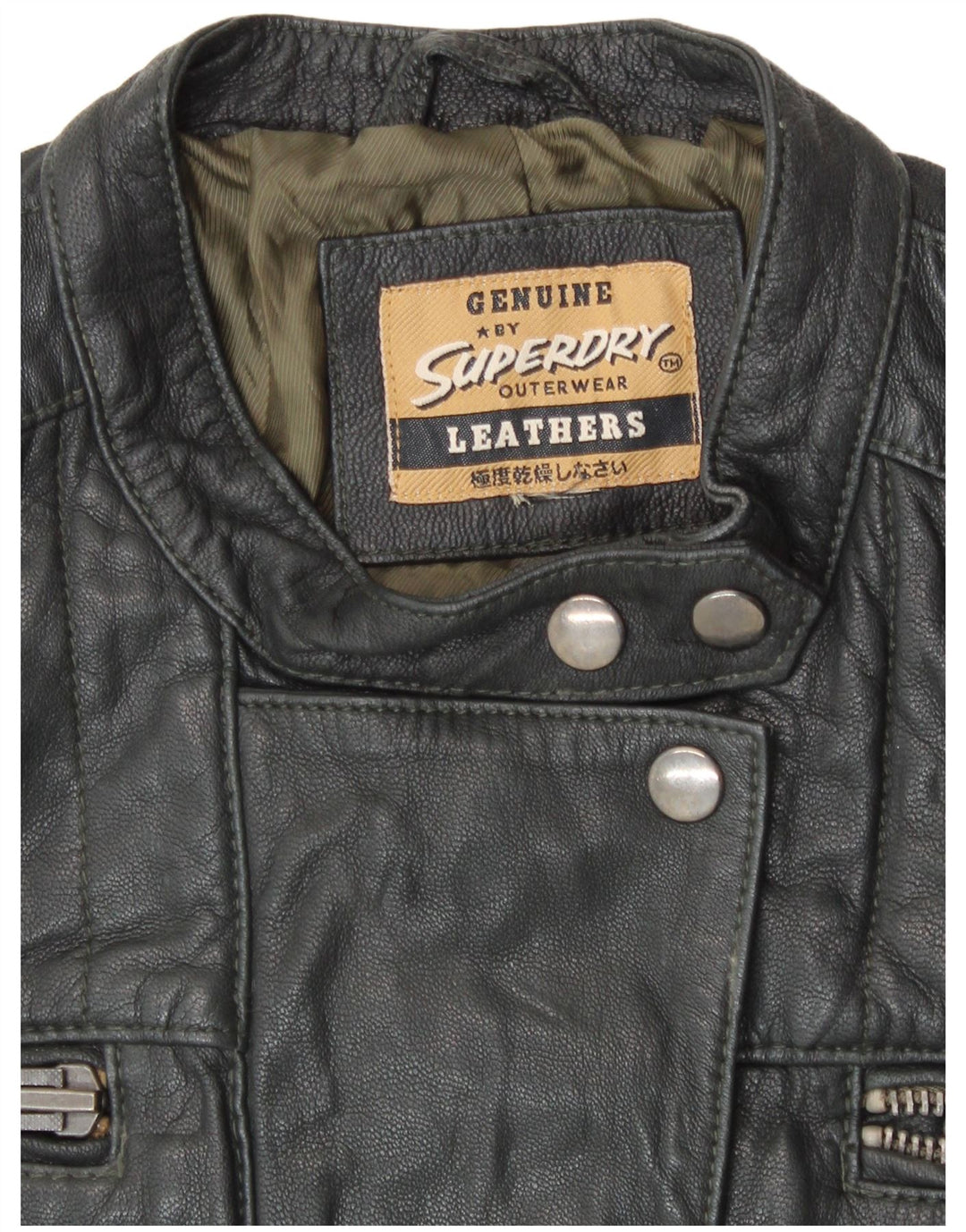 SUPERDRY Женская кожаная куртка UK 14 средний черный кожаный