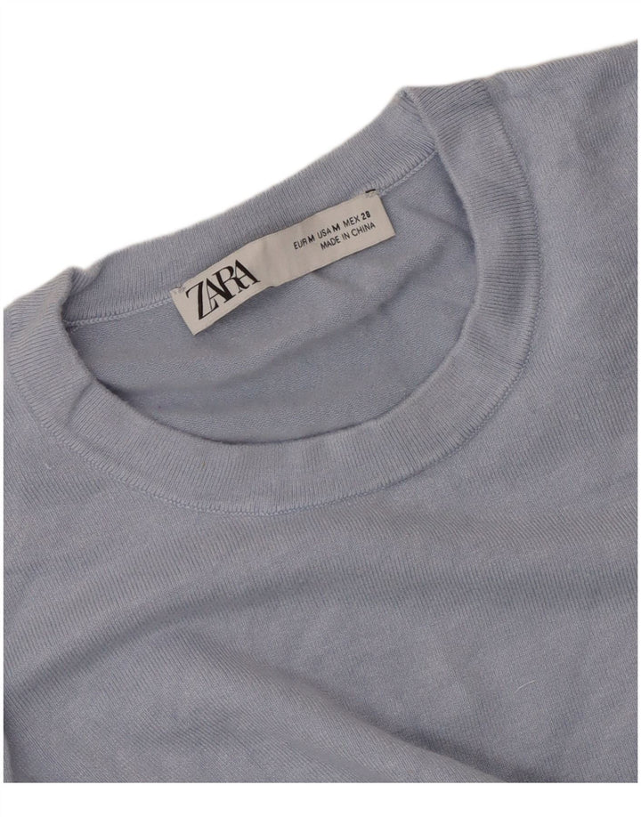 Женский джемпер с круглым вырезом Zara UK 12, средний синий цвет