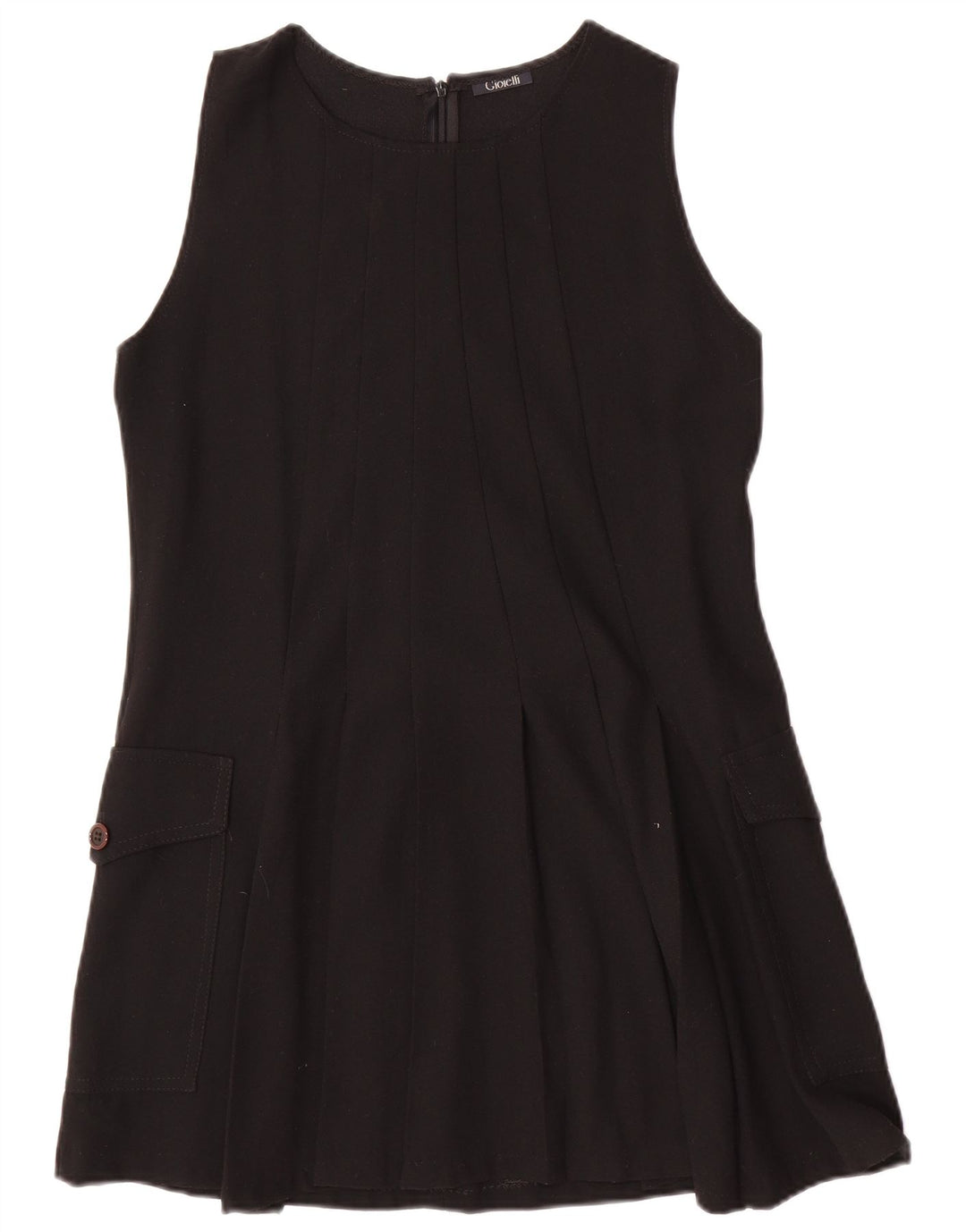 Винтажное женское платье А-силуэта без рукавов, Великобритания, 12, средний черный, шерсть