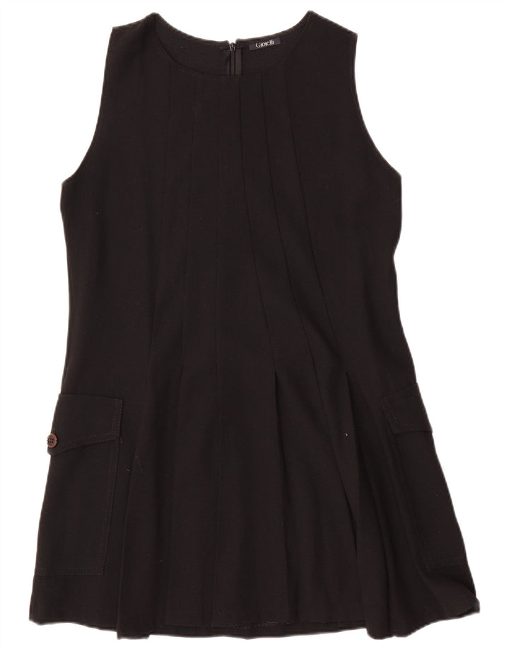 Винтажное женское платье А-силуэта без рукавов, Великобритания, 12, средний черный, шерсть