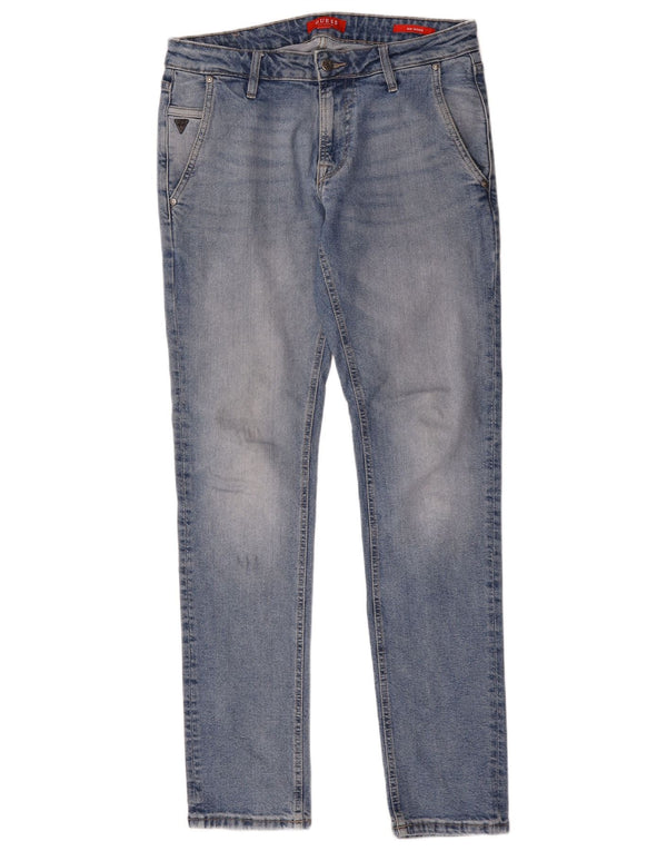 Женские узкие зауженные джинсы Guess W32 L34 синие из полиэстера