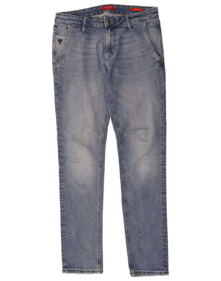 Женские узкие зауженные джинсы Guess W32 L34 синие из полиэстера