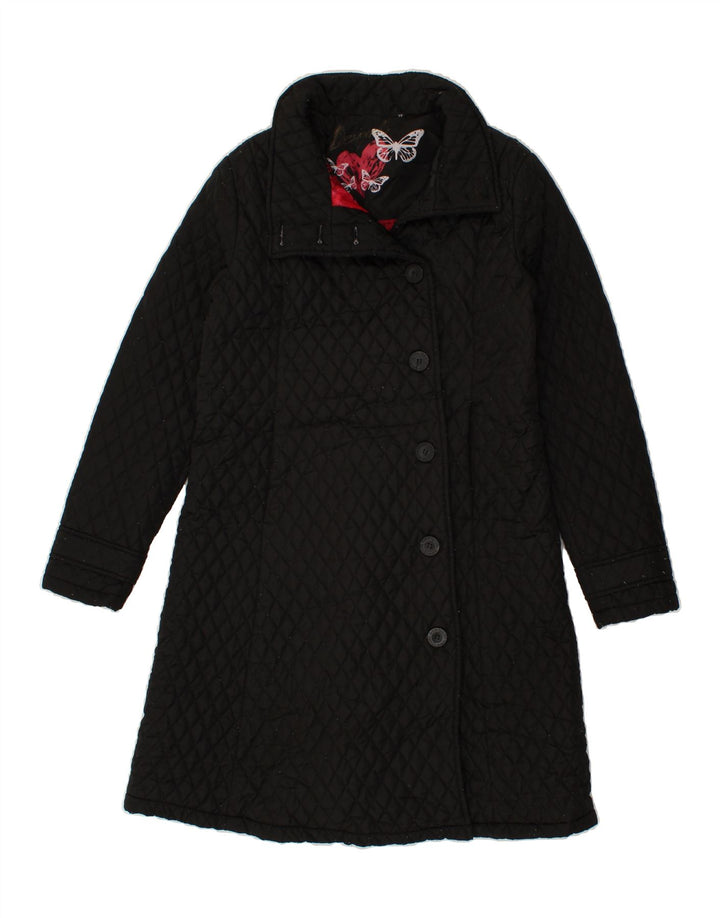 DESIGUAL Womens Quilted Overcoat IT 44 Medium Black Polyester Vintage Desigual and Second-Hand Desigual from Messina Hembry 