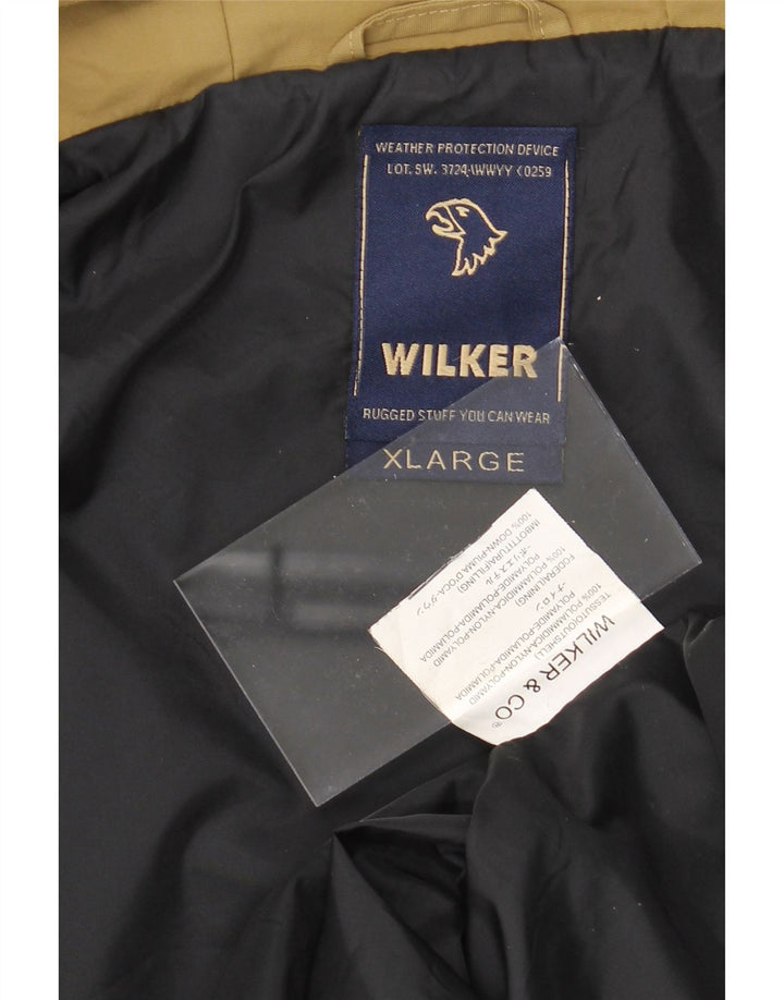 WILKER Mens Hooded Utility Jacket UK 42 XL Beige Polyamide Vintage Wilker and Second-Hand Wilker from Messina Hembry 
