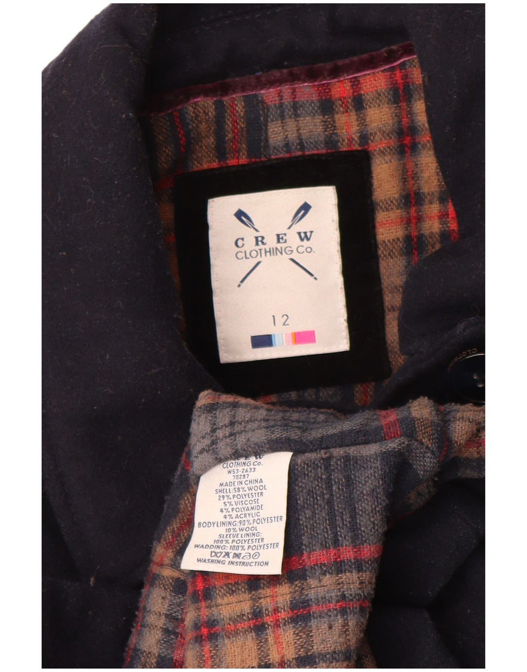 Женское бушлат Crew Clothing UK 12, средний темно-синий, шерсть