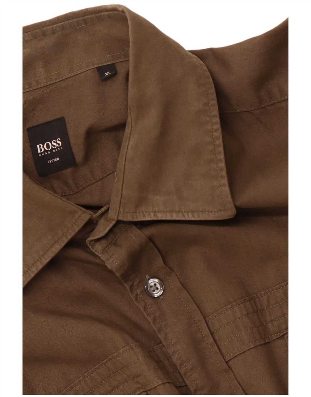 Мужская приталенная рубашка HUGO BOSS XL коричневая