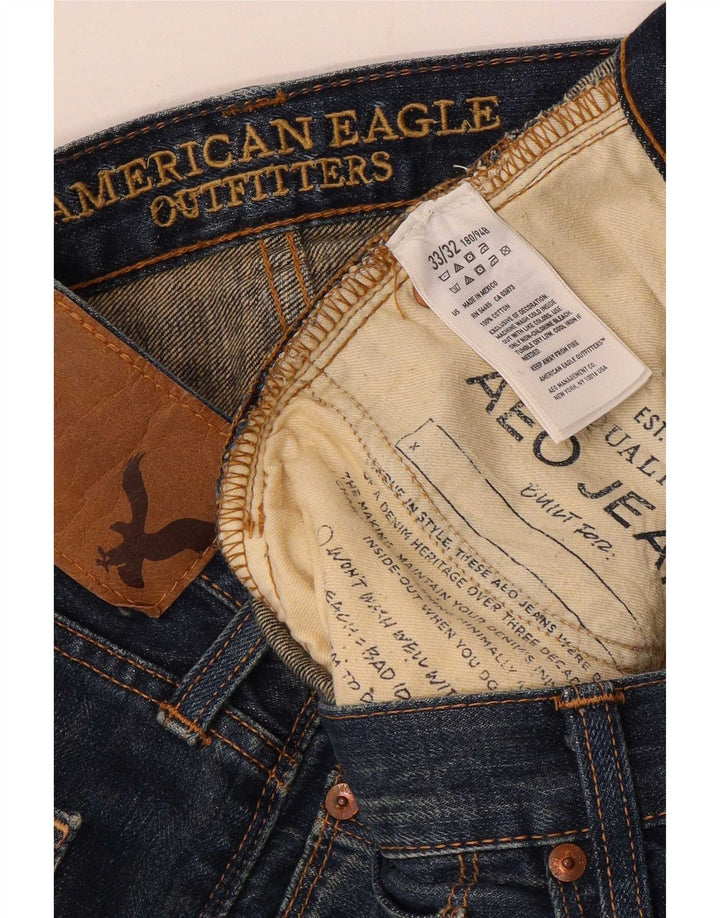 Мужские прямые джинсы American Eagle W33 L32, синий хлопок