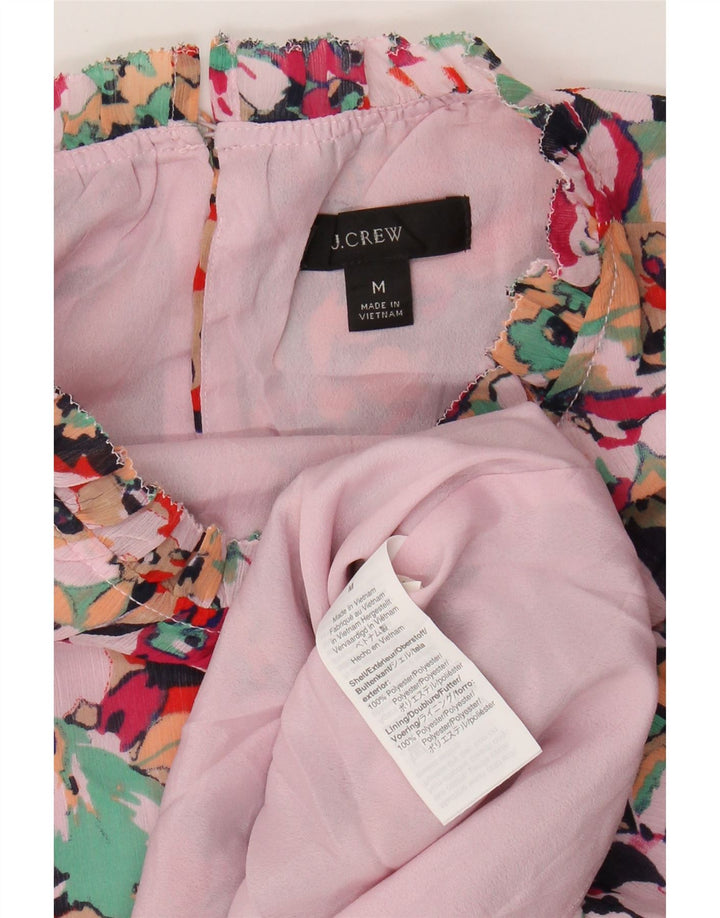 Женская блузка J. CREW Top UK 14, полиэстер среднего розового цвета с цветочным принтом