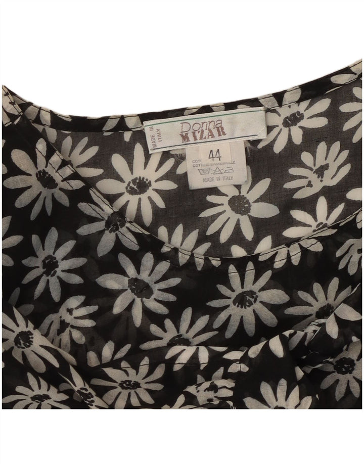 DONNA MIZAR Женское платье макси IT 44 Среднее черное с цветочным принтом, хлопок