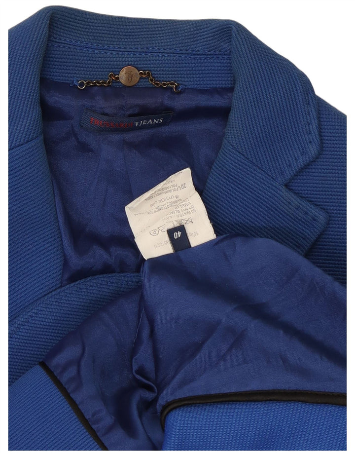 Женский пиджак Trussardi на 3 пуговицах IT 40, маленький синий, хлопок