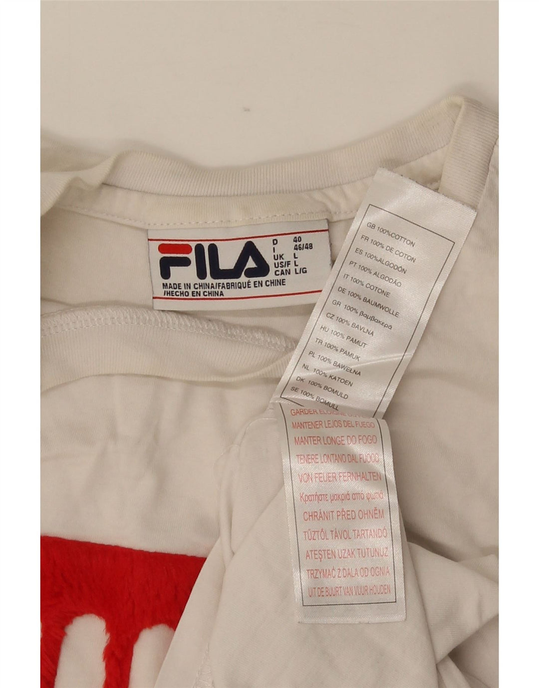 Fila Мужская футболка с рисунком, большой белый хлопок
