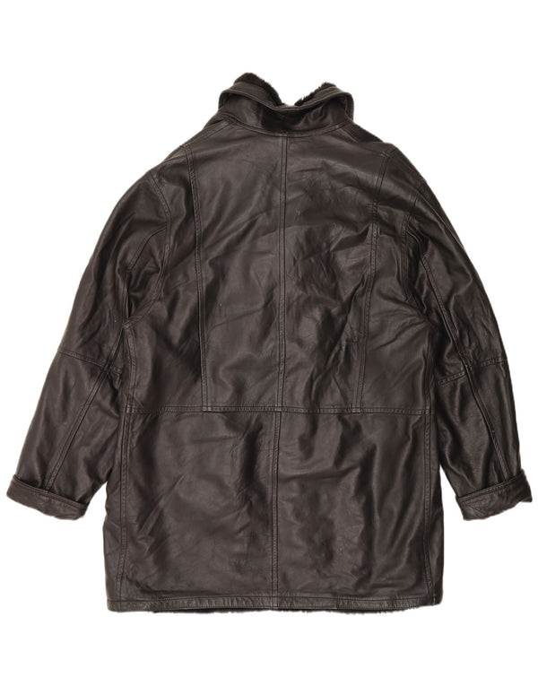 Винтажная мужская дубленка UK 42 XL черная кожаная