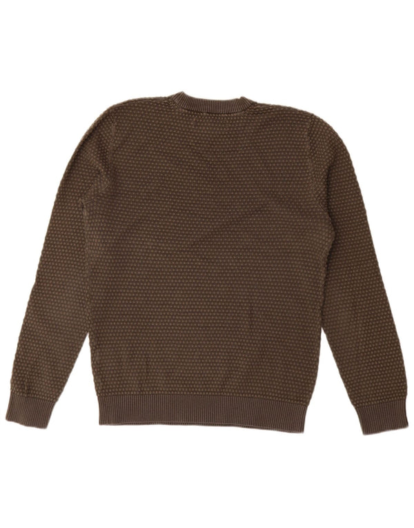 JACK & JONES Mens Crew Neck Jumper Sweater XS Khaki Spotted Cotton