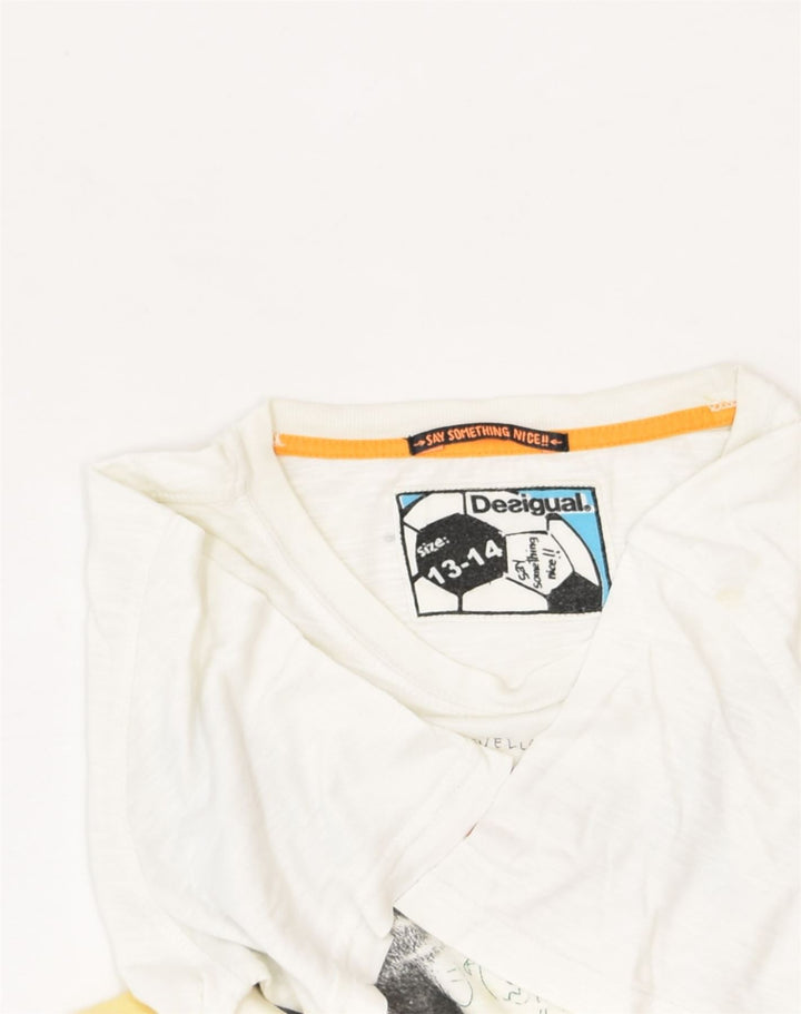 DESIGUAL Boys Graphic T-Shirt Top 13-14 Years Yellow Tie Dye Cotton | Vintage | Thrift | Second-Hand | Used Clothing | Messina Hembry 