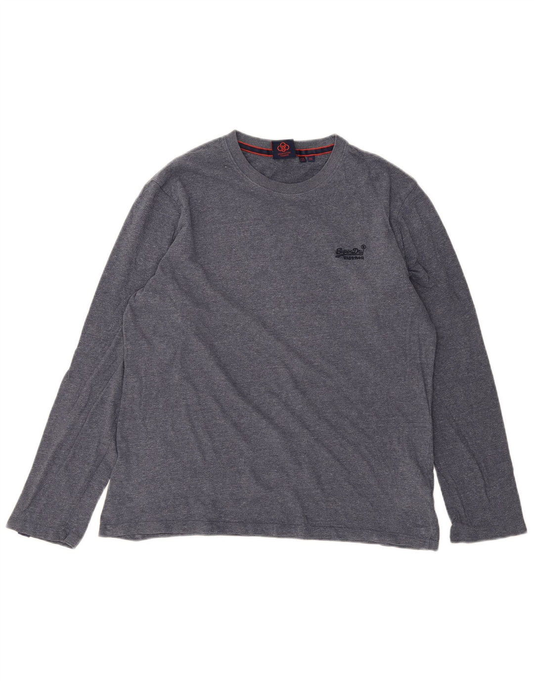 SUPERDRY Мужской топ с длинным рукавом XL, синий в крапинку, хлопок