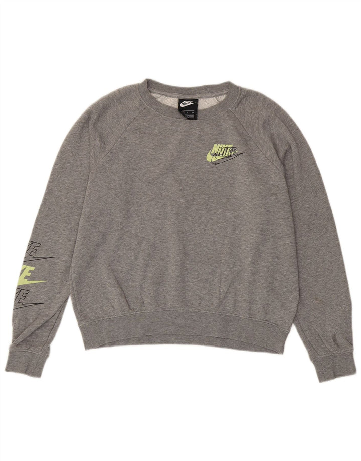 Женский укороченный джемпер оверсайз Nike UK 10, маленький серый в крапинку