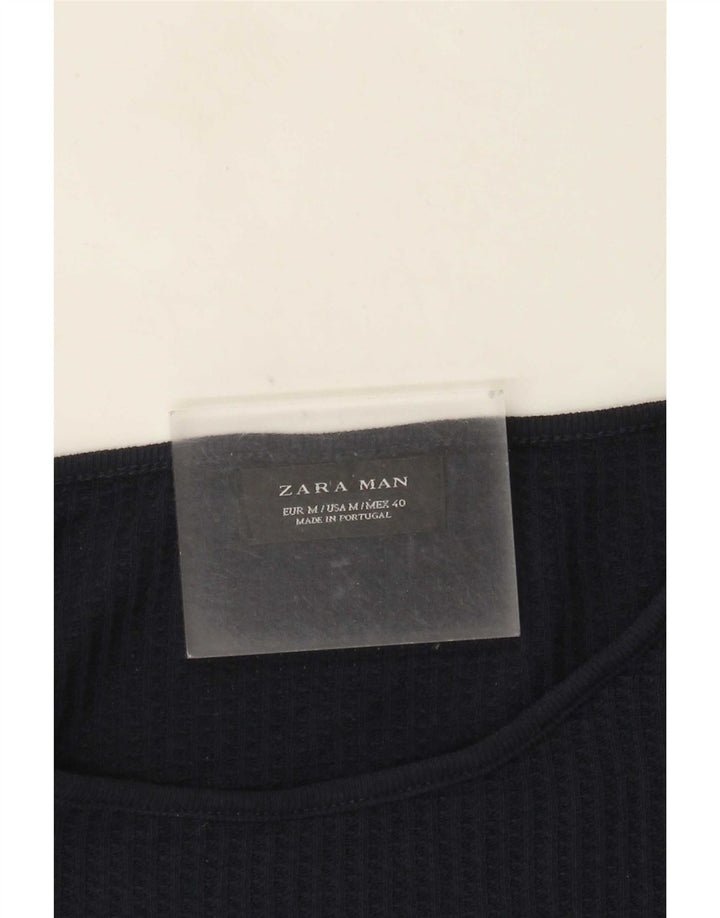 Мужской джемпер с вырезом лодочкой Zara, средний темно-синий