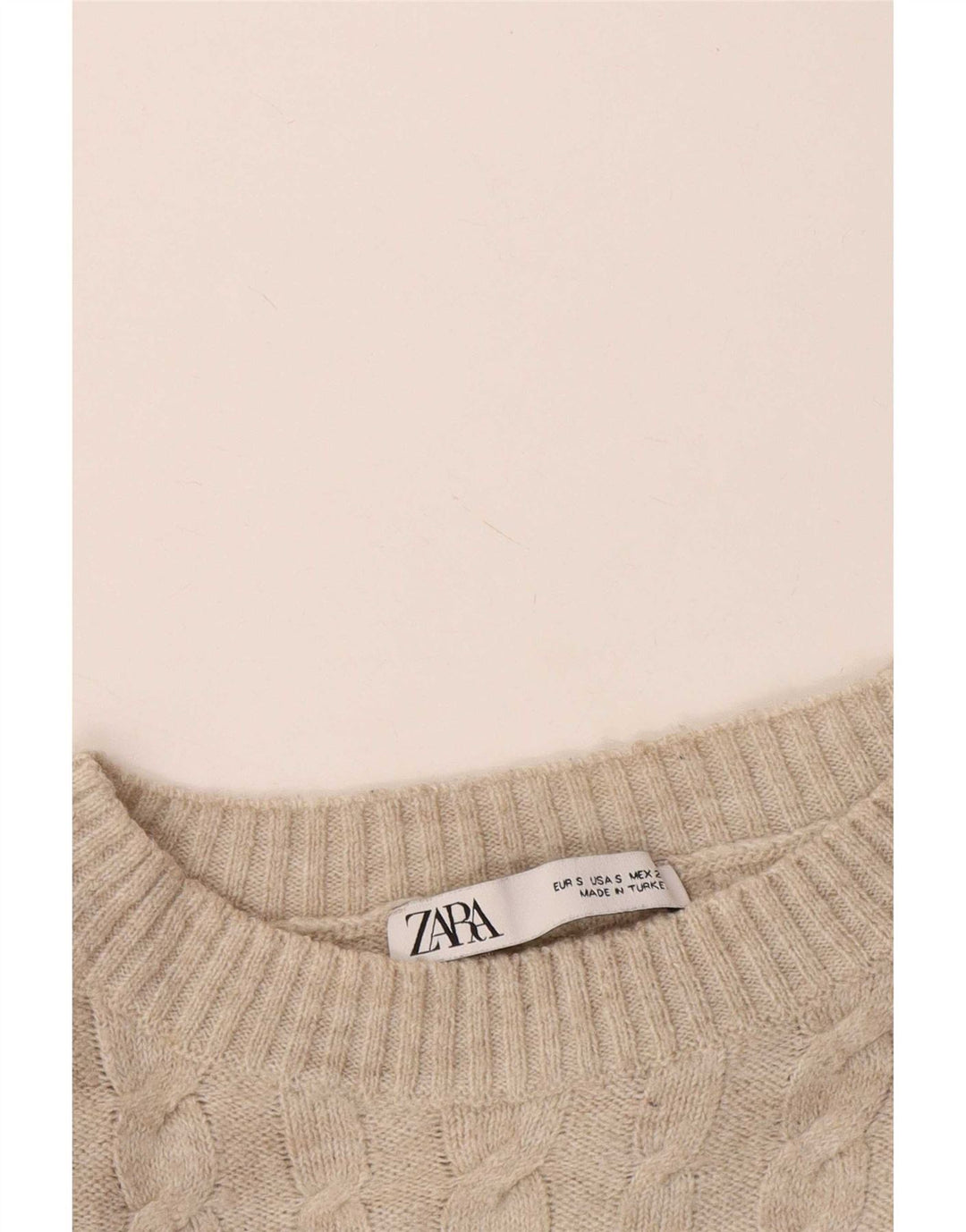 Женский свободный джемпер с круглым вырезом Zara UK 10, маленький бежевый