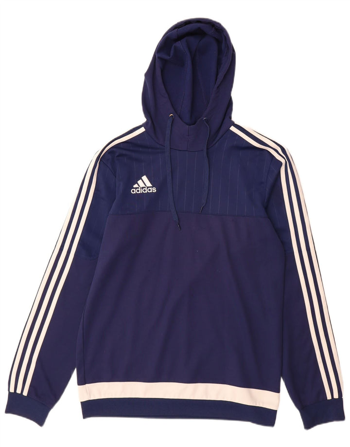 Мужской джемпер с капюшоном Adidas, маленький, темно-синий, полиэстер с цветными блоками