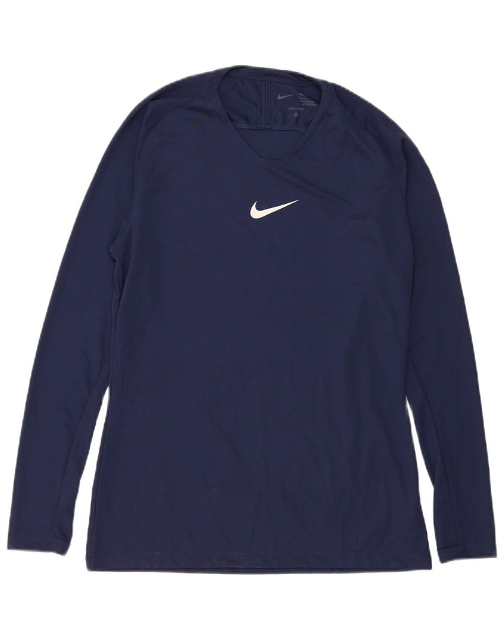 Мужские кроссовки Nike Dri Fit Slim Fit с длинным рукавом, темно-синий, большой размер, полиэстер