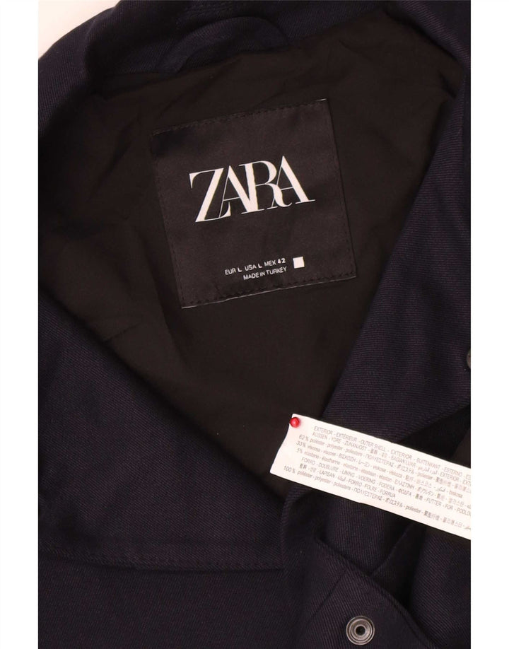 Мужская куртка-бомбер Zara UK 40, большая темно-синяя, полиэстер