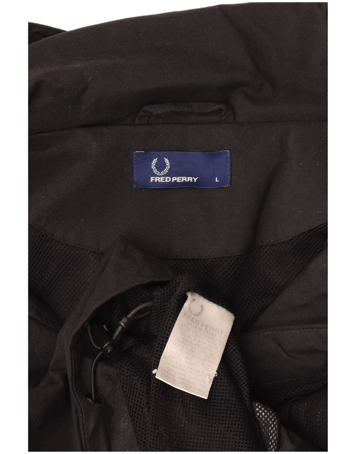 Женская оверсайз-дождевик Fred Perry с капюшоном UK 16, большой черный нейлон