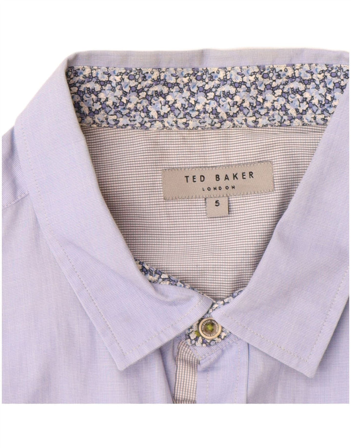 Мужская рубашка с коротким рукавом Ted Baker, размер 5 XL, синяя, хлопок