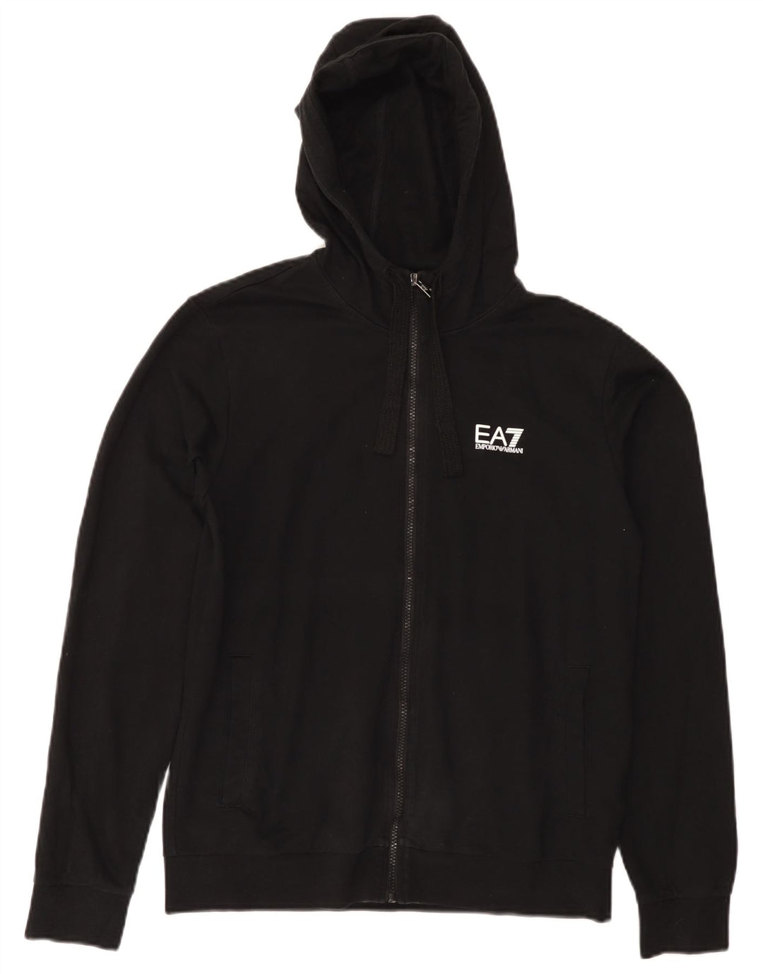 EMPORIO ARMANI Женский свитер с капюшоном на молнии UK 14 Средний Черный Хлопок